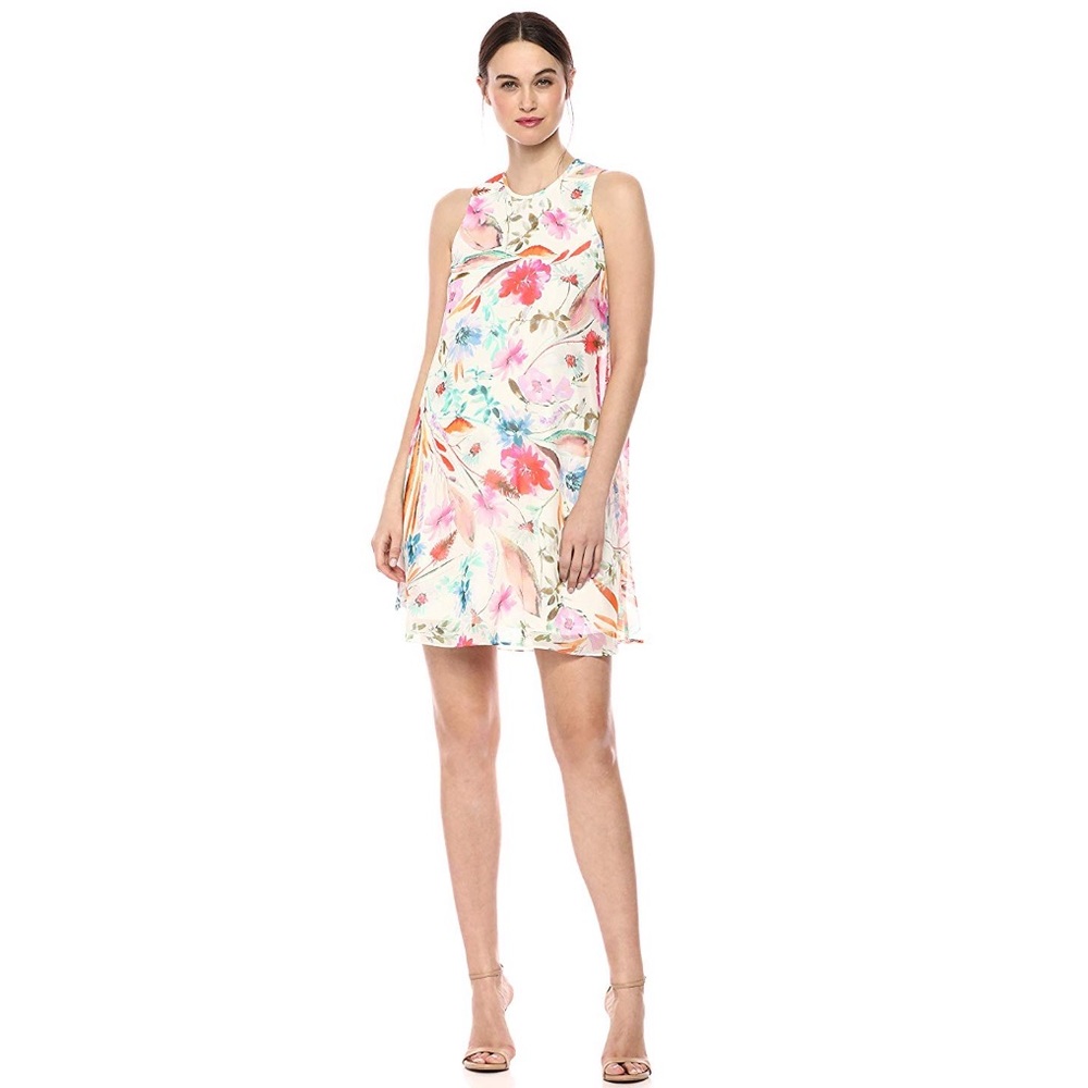 CALVIN KLEIN Sleeveless Round Neck Trapeze Dress